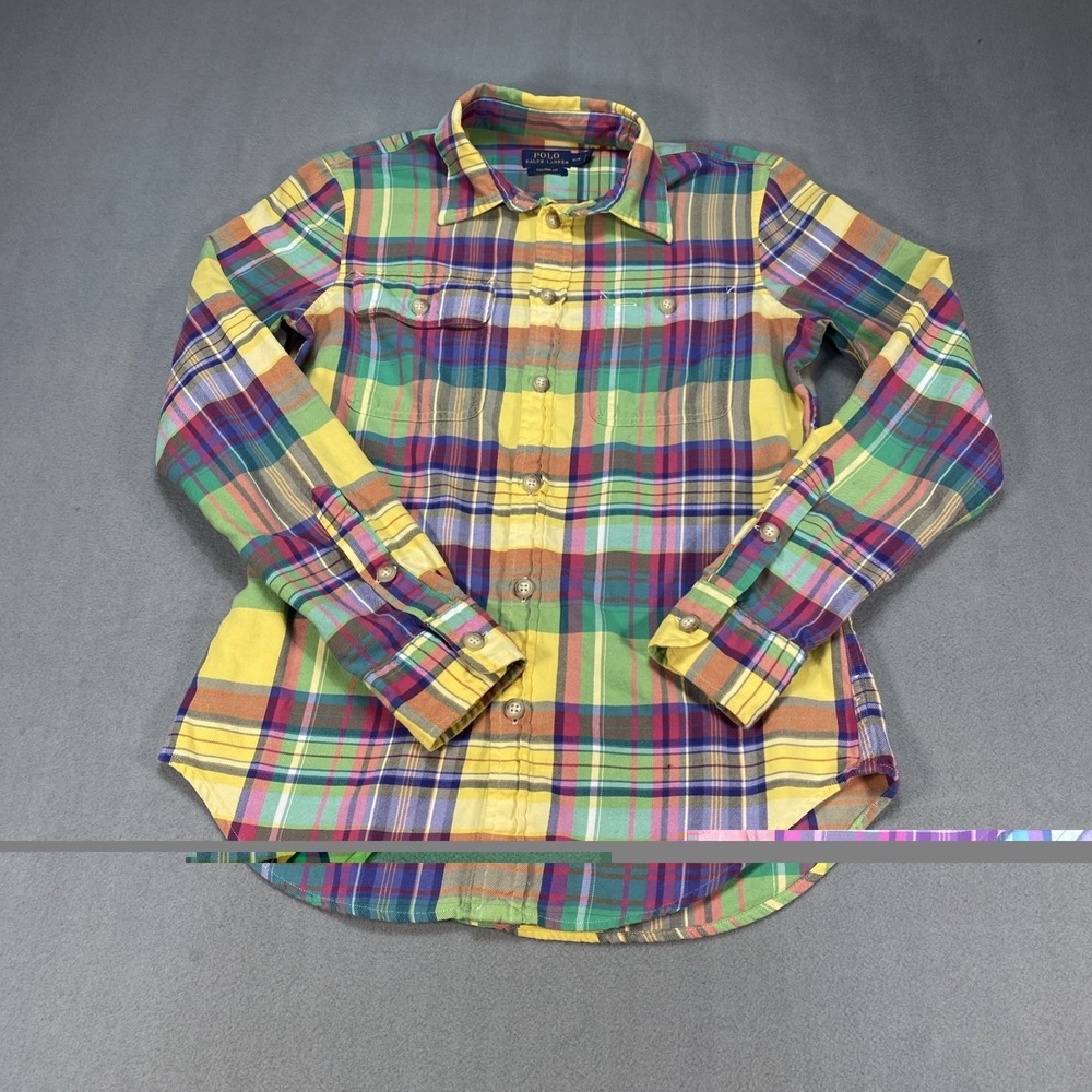 Polo Ralph Lauren Women's Small Button Up Custom Fit Plaid Multicolor Preppy